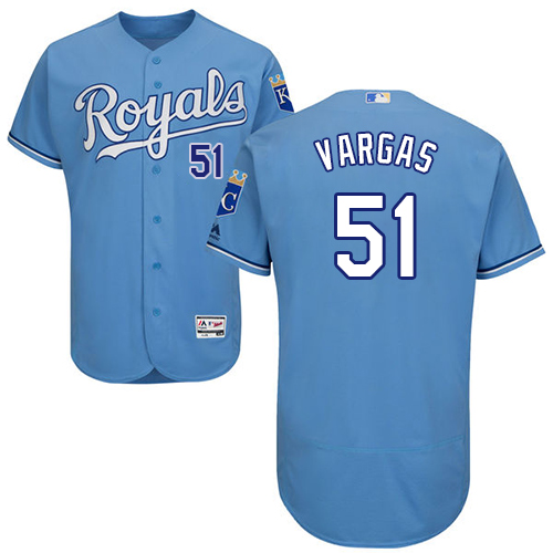 Royals #51 Jason Vargas Light Blue Flexbase Authentic Collection Stitched MLB Jersey